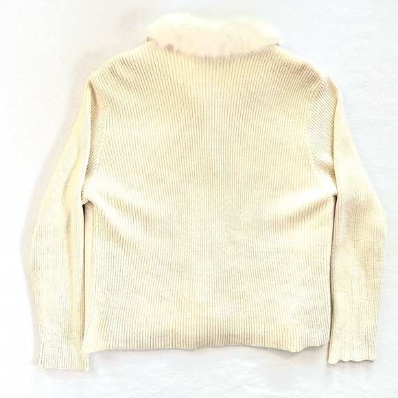 LISA INTERNATIONAL FAUX FUR CHENILLE CARDIGAN SWEATER JACKET WINTER WHITE. SzXL - Picture 6 of 11